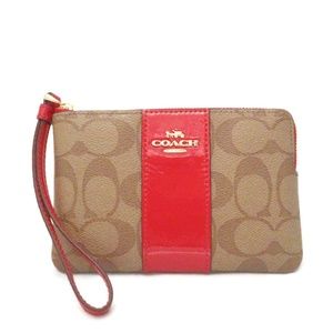 Coach Corner Zip Wristlet, True Red